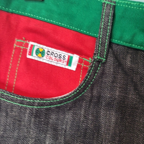 Cross Colours Color Block Jeans Ya Dig Post Hip Hop Nation Men’s Size 30 - Picture 3 of 4